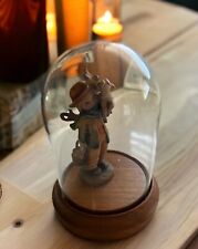 Vintage Anri Wood Carving Ferrandiz Edelweiss Boy Wooden Stand Glass Dome picture