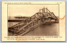 Postcard Disaster Draw Span Bridge Wreckage Steamer Troy Wisconsin Minnesota picture