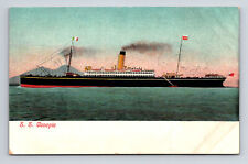 RARE White Star Line SS Canopic Passing Erupting Mt Vesuvius Volcano? Postcard picture