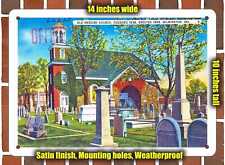 METAL SIGN - Delaware Postcard - Old Swedish Church, Founded 1638, Erected 1698 picture