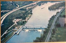 Fort Plain New York Aerial View Barge Canal Lock Postcard c1950 picture