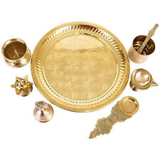 Indian Traditional Handcrafted 10 inch Brass Puja Thali Set picture
