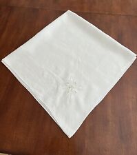 Vintage linen tablecloth raised embroidery and drawn work white On white Designs picture