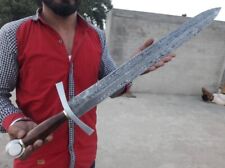 25 Inches Handmade Damascus Steel Double Edge Sword, With Sheath, Best Gift picture