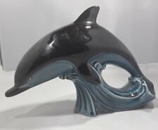 Vintage Poole Pottery Glazed Ceramic Dolphin Figurine Size 22cm long 15cm High  picture