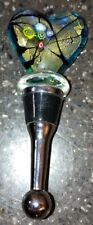 glass bottle stopper Vtg Italian decorative colorful handblown wine decanter picture