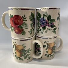 Vintage Sakura Oneida Sonoma Excell Fruit Pattern Stoneware Coffee Mug Set picture