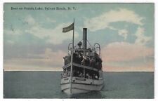 Sylvan Beach, New York,  Vintage Postcard Showing a Boat on Oneida Lake, 1910 picture