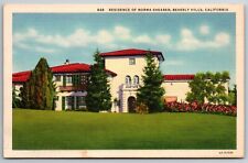 Residence of Norma Shearer Beverly Hills California CA Unused Linen Postcard picture