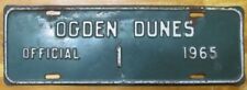 Indiana 1965 TOWN of OGDEN DUNES License Plate # 1 picture