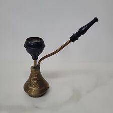 Vintage Brass India Tobacco Smoking Vessel Smoking Pipe Hookah Etched Brass 6” picture