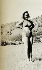 1950s Pretty Woman Bikini Female Hands on waist Vintage Photo Snapshot picture