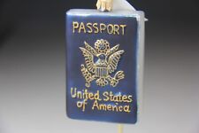 NORDSTROM AT HOME US PASSPORT BLOWN GLASS ORNAMENT W/ BOX MADE IN POLAND picture