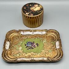 Vintage Italian Florentine/ Firenze Small Tray And Coasters (Read Description) picture