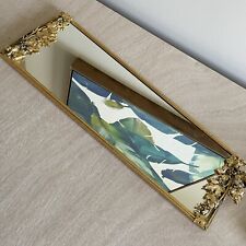 Vintage Mirrored Dresser Vanity Tray Gold Tone Grape Leaves Large 18” X 16” READ picture