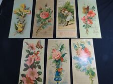 7 Antique 1881 Large Victorian Bible Verse Cards Roses Flowers Lot Rare C1866 picture