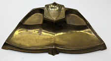 Art Deco Brass Desktop Inkwell Hinged Lid and Pen Tray Signed B.L Werner picture