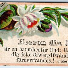 c1880s Deut 4:31 Swedish Bible Quote Christian Trade Card Religious Lord God C49 picture
