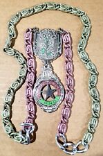 Vintage Odd Fellows IOOF P.N.G. Star Lodge Necklace W/ Fancy 2 Toned Chain. 20