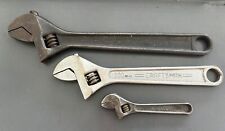 Vintage Adjustable Crescent Wrench Set 3 —Craftsman 8” Crescent 10” & 4” USA picture