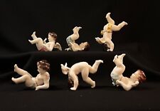 Six Volkstedt Porcelain Winged Cherub Figurines in Tumbling Poses picture