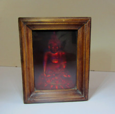 Vintage Holographic Buddha Image in Wood Frame Hologram picture