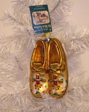 2008 OLD WORLD CHRISTMAS - PAIR OF MOCCASINS -BLOWN GLASS DOG ORNAMENT NEW W/TAG picture