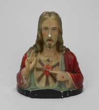 Antique Catholic Church ceramic chalk bust sacred heart Bust  Jesus early 20 Th picture