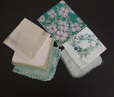 Shades of  GREEN Vintage Hankerchiefs.. Floral* Tatted*Embroidered Nice Lot picture
