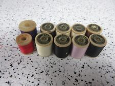 Lot of 10 Sewing Thread on Vintage Wood Spools STAR USA Partially Full picture