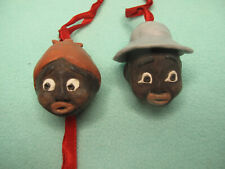 Antique/Vintage Pottery Copyright PGR Black Americana Man & Woman String Holders picture