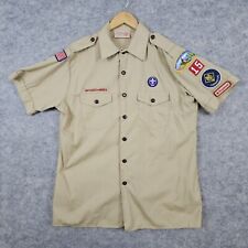 Boy Scouts of America BSA Official Men's Shirt Cubmaster Size L PATCHES Khaki picture