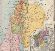 1892 Map of Palestine, Journeys of Christ, Modern Jerusalem, more (9x11 pages) picture