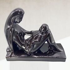 Vintage Royal Haeger Mother and Child Ceramic Statue Sculpture Black Glaze Gloss picture