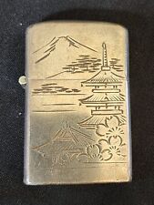* Vintage Japan Sterling Silver Lighter 950 Japanese Scene Mt Fuji picture
