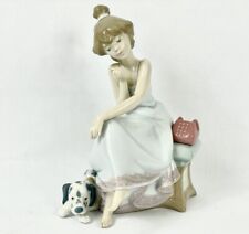 Lladro Chit Chat Figurine Girl on Phone Dalmatian Dog 1987 Spain #5466 No Phone picture