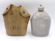 WW1 WWI US Army Military Canteen w/ Cover and Canteen Cup Dated 1918 Broken Snap picture