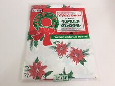 Vintage Christmas Plastic Tablecloth 52” X 84” USA New Old Stock picture