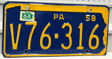 1958 1964 Pennsylvania License Plate V76-316 picture