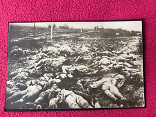 WWI RPPC POSTCARD war TRENCH WARFARE mass grave DEATH BODIES human MACABRE road picture