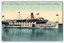 1913 Steamer Rapids Prince Scene Prescott And Montreal Quebec Canada CA Postcard picture