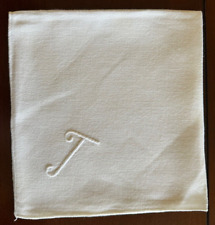 Vintage White Linen Dinner Napkins, Set of 12, Script T Monogram picture