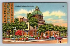 Jacksonville FL-Florida, City Hall, Automobiles Vintage Souvenir Postcard picture