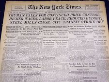 1946 JAN 22 NEW YORK TIMES - STEEL MILLS CLOSE CITY TRANSIT STRIKE OFF - NT 884 picture