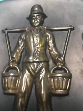 VINTAGE HAMBURG,GERMANY CAST METAL MAN with WATER BUCKETS ; LOOP FOR HANGING picture