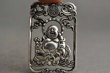 China Collectible Handwork Old miao silver carving  Maitreya Buddha pendant picture