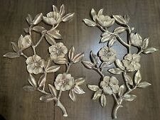 Vintage Pair Syroco Branch Floral Dogwood Wall Art Hanging Decor MCM 14x20” EUC picture