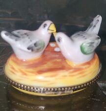 Vintage Limoges Peint Main Doves In Love, Egg Trinket Box picture