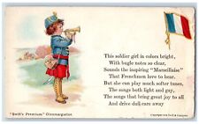 Soldier Girl Postcard Trumpet Swift's Premium Oleomargarine Flag c1910's Antique picture