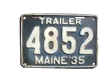 1935 Maine vintage Trailer license plate  In Original Condition  picture